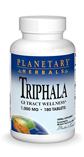Planetary Herbals Triphala Internal Cleanser 1000mg for GI Tract Wellness - 180 Tablets