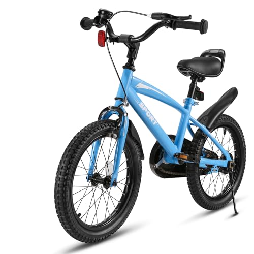 16 Inch Kids Bike with Training Wheels& Kickstand Kids' Bicycles with Adjustable Saddle Girls Boys Bike for Age 5-8 Years Old Perfect for Rider Height 41-46 Inch Tall,Multiple Colors