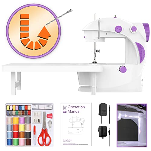 Sewing Machine for Beginners with Backstitch, New Mini Sewing Machine with Finger Guard 2023, Small Sewing Machine with Sewing Kits and Foot Pedal