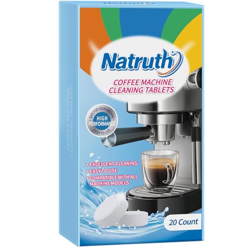 NATRUTH Coffee Machine Cleaner Descaler Tablets - 20 Count, Compatible With Nespresso, Keurig, Ninja, Delonghi, Miele, Coffee Maker Pot Descaling & Cleaning Tabs, Descale Drip Coffee Espresso Machines