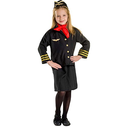 Dress Up America Flight Attendant Costume for Kids - Stewardess Costume Set for Girls Black