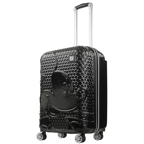 FUL Disney Mickey Mouse 25 Inch Rolling Luggage, Hardside Suitcase with Spinner Wheels, Black