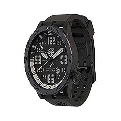 HAZARD 4 Heavy Water Diver(TM) Titanium Tritium Dive-Watch (R): GMT WHT, BLK PVD, BLK Dial/WHT Graphics - GGYG