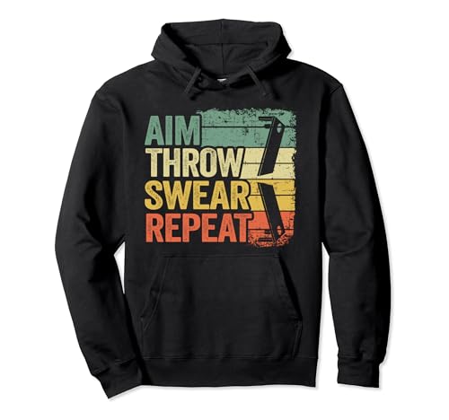 Aim Throw Swear Repeat Vintage Bean Bag Toss Funny Cornhole Pullover Hoodie