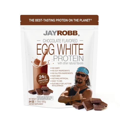 Jay Robb Chocolate Egg White Protein Powder, Low Carb, Keto, Vegetarian, Gluten Free, Lactose Free, No Sugar Added, No Fat, No Soy, Nothing Artificial, Non-GMO, Best-Tasting, (24 oz, Chocolate)