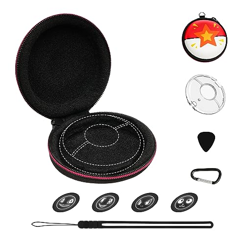 TiMOVO Accessories Set for GO Plus +, 7 in 1 Pokeball Carrying Case Protective Accessory Kit, Crystal Protective Case Transparent with 4PCS Silicone Cover Pieces & Detachable Hand Strap, Red
