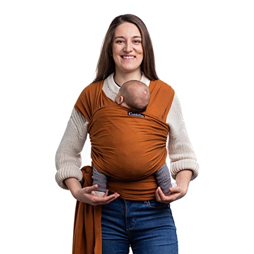 Cuddlebug Hands-Free Baby Carrier Wrap - Soft & Stretchy Baby Carrier Newborn to Toddler 7-35 lbs - One-Size-Fits-All Baby Holder Wrap - Hip-Healthy Wrap (Brown)
