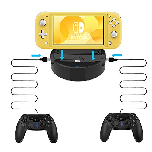 J&TOP Charging Dock for Nintendo Switch Lite, Charging Station with 2 USB Ports Compatible with Wired Controllers