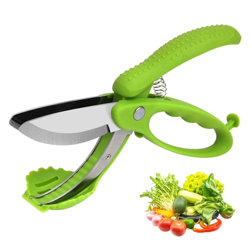 Salad Scissors,Salad Chopper with Double Blades,Lettuce Vegetable Scissor for Chopped Salad, Stainless Steel Kitchen Gadgets for Tossing Cutting Salad