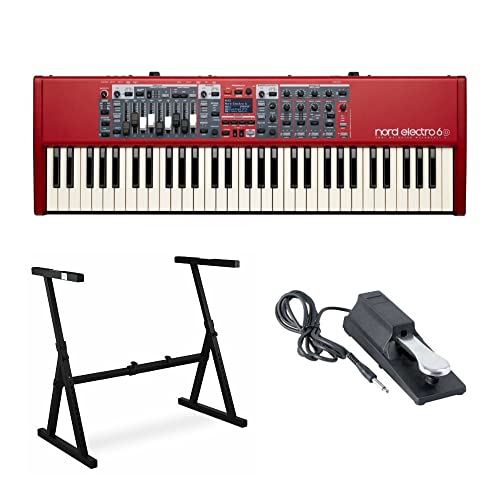 Nord Electro 6D 61-Key Semi-Weighted Action Keyboard Bundle with Nine Drawbars Bundle with Z-Style Stand and Sustain Pedal (3 Items)
