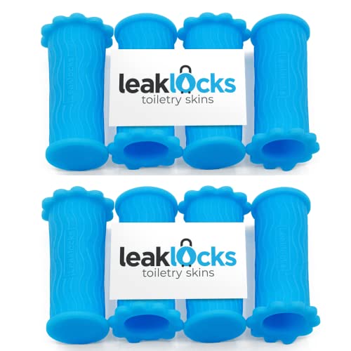 LeakLocks Toiletry Skins Elastic Sleeve for Leak Proofing Travel Container in Luggage. For Standard and Travel Sized Toiletries. Reusable Accessory for Travel Bag Suitcase and Carry-on Luggage