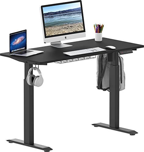 SHW Memory Preset Electric Height Adjustable Standing Desk, 48 x 24 Inches, Black