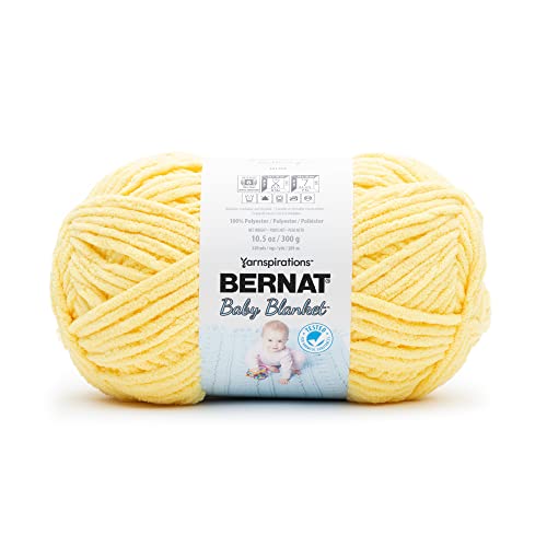 Bernat BABY BLANKET BB Buttercup Yarn - 1 Pack of 10.5oz/300g - Polyester - #6 Super Bulky - 220 Yards - Knitting/Crochet