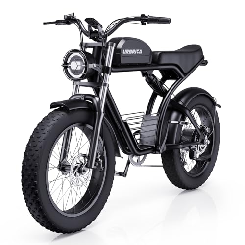Urbrica Electric Bike for Adults, 1500W 32MPH,48V 23AH,Max 75Miles Electric Motorcycle 20' Fat Tire Dirt Bike, Shamano 7-Speed E-Bike Dual Shock Absorber