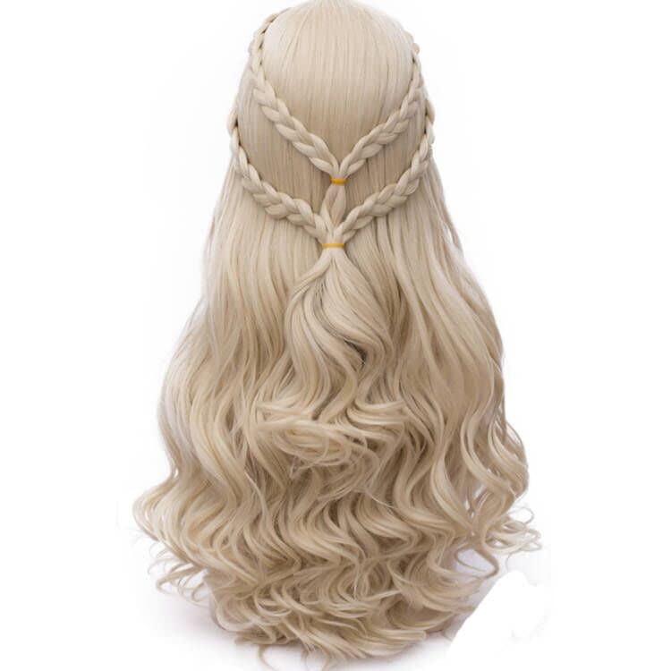 Probeauty Long Blonde Braid Wig Women Halloween Costume Cosplay Wig Cap ( Curly Braid B)