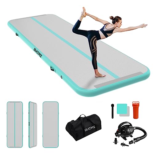 IBATMS Air Tumbling Mat Tumble Track, 4/8inches Inflatable Gymnastics Air Mat for Home Use/Training/Cheerleading/Yoga/Water with Air Pump