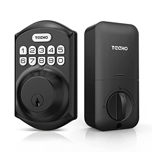 TEEHO TE001 Keyless Entry Smart Deadbolt Lock with Keypad - for Front Door with 2 Keys - Auto Lock - Easy Installation - Matte Black