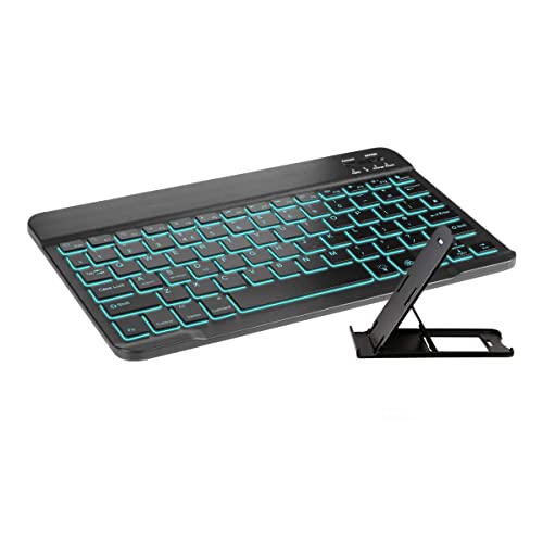 Portable Ultra-Slim 7 Colors Backlit Wireless Bluetooth Keyboard Compatible with Samsung Galaxy Tab A 10.1/9.7/10.5,Galaxy Tab E 9.6/8.0, Tab S, Galaxy S9/S8/S7 & Other Bluetooth Devices