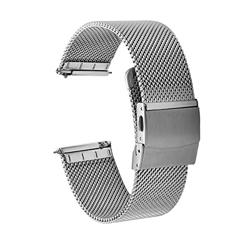 Carty Stainless Steel Mesh Watch Bands for Men,Thin Metal Mesh Watch Strap 22mm Quick Release Watch Band Silver