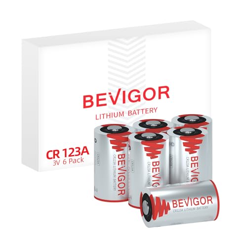 BEVIGOR CR123A 3V Lithium Batteries 6 Pack,1500mAh Photo Lithium Battery, 3 Volt 123 Battery Lithium for Flashlight and Security Device【Non-Rechargeable】