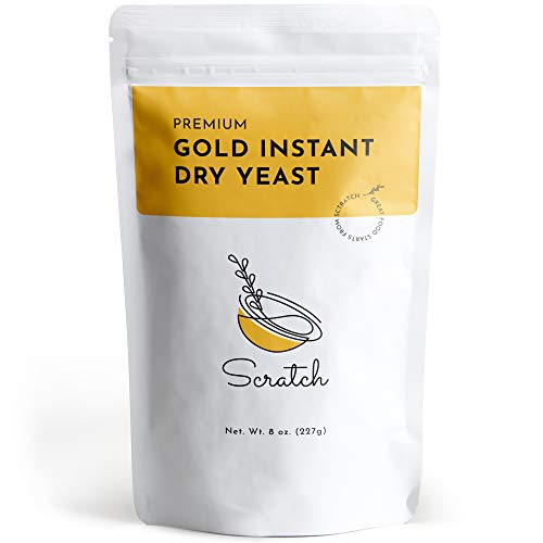 Scratch Gold Yeast - Instant Dry Yeast for a Rapid Rise - Add Straight to Dry Mix - Perfect for Making Bread, Bread Machines, Pizza Dough, Crusts & More - (Gold 8oz) (1 Packet)