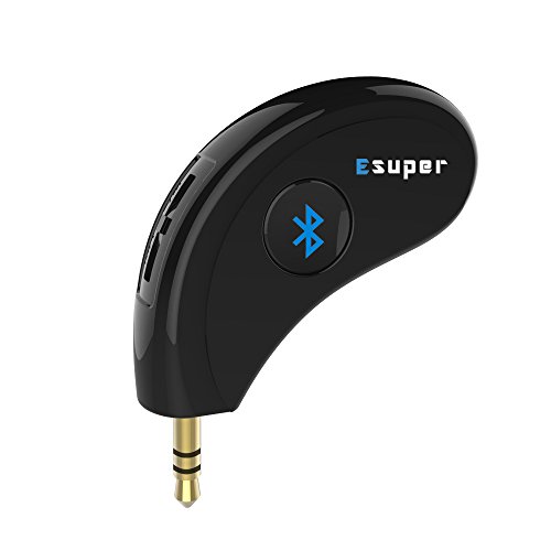 Bluetooth Receiver / Hands-free Car Kit, Esuper Portable 3.5mm Bluetooth Aux Adapter Wireless Music Streaming for Home, Car Audio System, Headphone, Speaker( Bluetooth 4.2,A2DP,40feet Bluetooth Range)