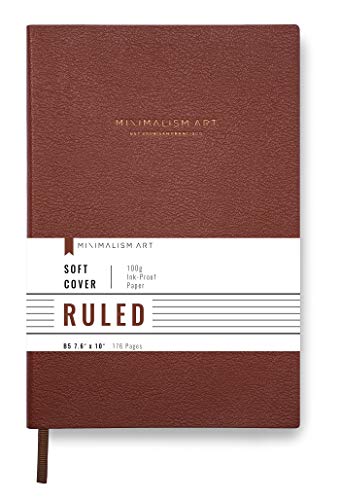 Minimalism Art, Classic Soft Cover Notebook Journal, Large Size, Composition B5 7.6' x 10', 176 Pages, Premium Thick Paper 100gsm, Fine PU Leather, Ribbon Bookmark, San Francisco (Ruled, Brown)