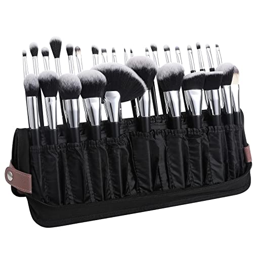 DUcare Makeup Brush Organizer 30pcs Folding Travel Professional Makeup Brushes Case Bag Stand-up Cosmetic Bag Artist Storage Bag (Only Bag)