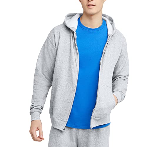 Hanes Mens Hoodie, Ecosmart Fleece Full-zip Zip-up Hooded Sweatshirt For, Ash, X-Large US