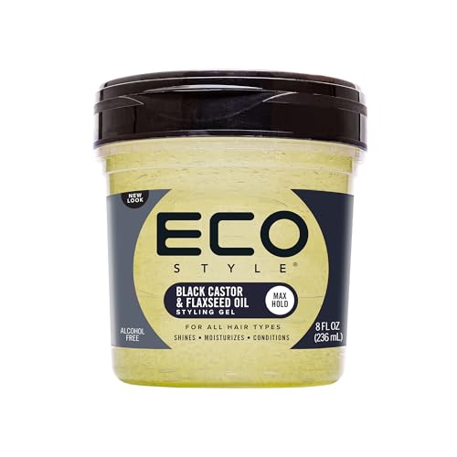 Eco Style Black Castor and Flaxseed Oil Styling Gel - Helps Nourish and Repair Damaged Hair - Promotes Healthy Scalp - Provides Superior and Weightless Hold - Delivers Long Lasting Shine - 8 oz