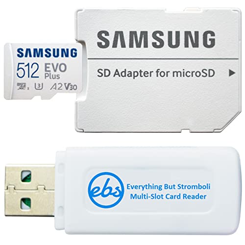 Samsung EVO Plus with SD Adapter MicroSDXC UHS-I Card Class 10 Memory Card for Nintendo Switch, Switch Lite, OLED (MB-MC512KA/APC) Bundle with (1) Everything But Stromboli SD & MicroSD Card Reader