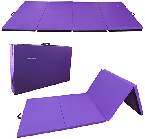 BalanceFrom All Purpose 4'x10'x2' Extra Thick High Density Anti Tear Gymnastics Gym Folding Exercise Aerobics Mats, Purple