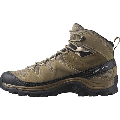 Salomon Men's QUEST ROVE GORE-TEX Leather Hiking Boots for Men, Kangaroo / Kelp / Black, 11