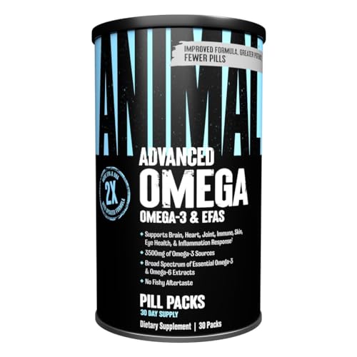 Animal Advanced Omega Essential Fatty Acids - High Potency 3500mg Omega 3 & Omega 6 Supplement with EPA, DHA, ALA, CLA, GLA for Heart, Brain, Joint, Skin, Eye, Metabolism, Immune Health - 30 Day Pack