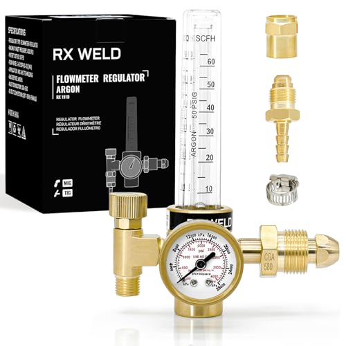 RX WELD Argon/CO2 Regulator, Mig Tig Flow Meter Gas Regulator Gauge Welding Weld