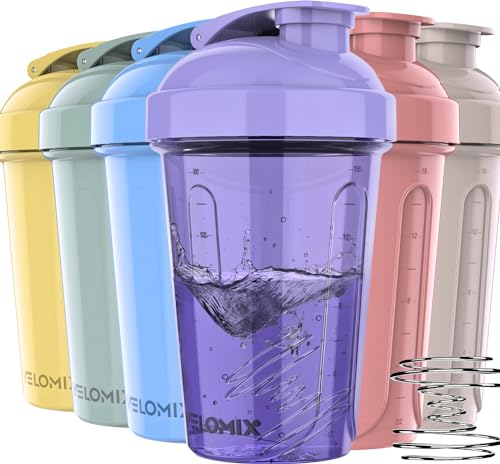 VELOMIX -6 PACK- 20 OZ Protein Shaker Bottles for Protein Mixes, Shaker Cups for Protein Shakes, Small Shaker Bottle Pack, Shaker Cup, Shakers for protein Shakes (6 Pack - 20 oz)