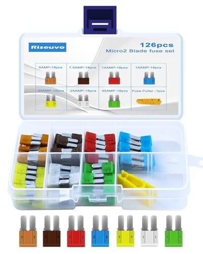 126pcs Micro Fuses Assortment Kit - Micro2 ATR Blade Fuses Automotive for Car, Boat, RV, Truck, SUV Replacement (5A, 7.5A, 10A, 15A, 20A, 25A, 30A)