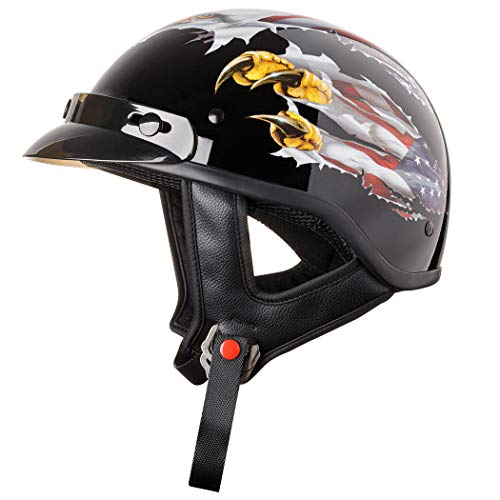 Cartman Cruiser Scooter Motorcycle Half Face Helmet, Patriotic Eagle USA Graphics, DOT Approved for Bike Scooter ATV UTV Chopper, Small