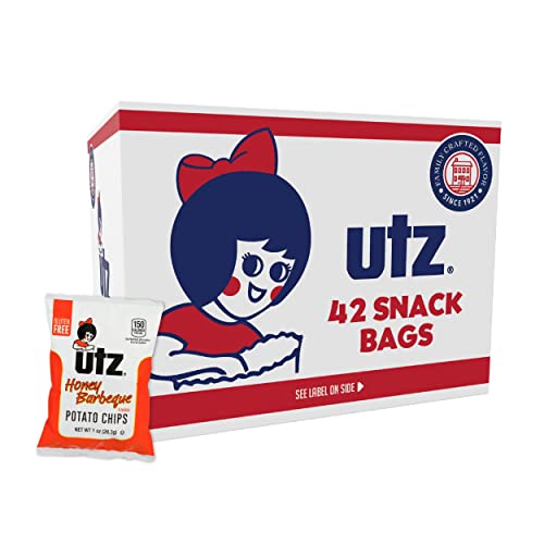 Utz Honey Barbeque 1 Oz. Bags, 42 Count Crispy Potato Chips Made From Fresh Potatoes, Crunchy Individual Go Snacks, brand is Utz, variation theme is Flavor that is Honey Barbecue, Size that is 2.63 Pound (Pack of 1).