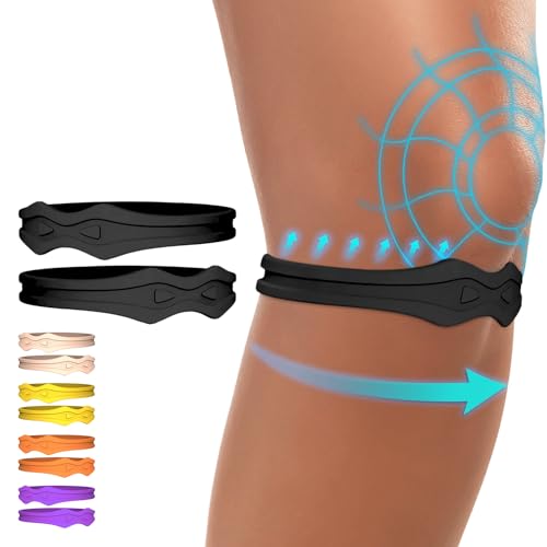 Fit Geno Fitgeno Knee Strap Patella Support: Knee Band for Patellar Tendon Pain Relief - Knee Brace for Tendonitis Jumpers Running Sports Basketball Men Women 2 Packs (Black)