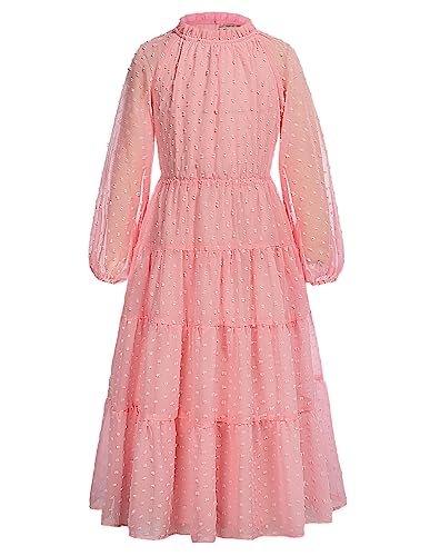 GRACE KARIN Big Girls Casual Dress Girls A-line Flowy Maxi Dress Pink 10Y