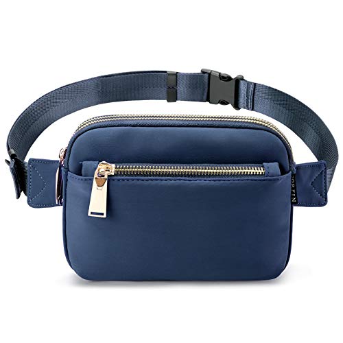 ZORFIN Fanny Packs for Women Men, Cross Body Fanny Pack Belt Bag for Women with Adjustable Strap, Fashion Waist Packs for Workout/Running/Hiking (Dark Blue)