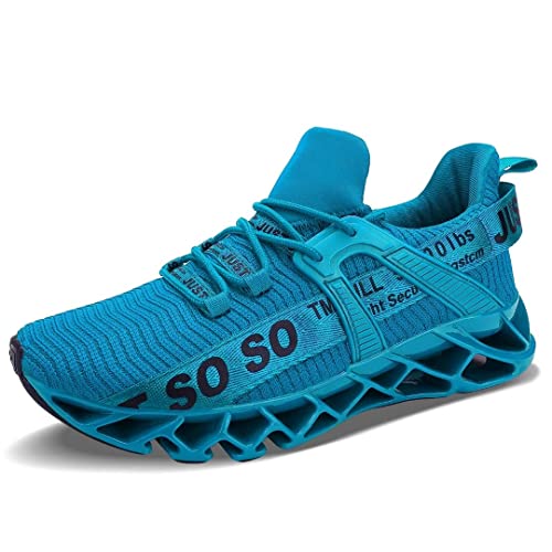 UMYOGO Mens Running Shoes Blade Non Slip Athletic Walking Tennis Shoes Breathable Lightweight Fashion Sneakers Sky Blue