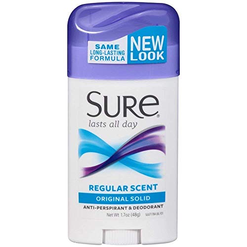 Sure Anti-Perspirant Deodorant Original Solid Regular Scent - 1.7 oz, Pack of 4