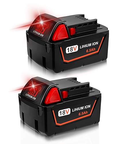 Fayeey 2Pack 6.5Ah 18V Lithium Battery for Milwaukee M18 Battery 48-11-1850 48-11-1852 48-11-1862 48-11-1860 48-11-1828 48-11-1815 48-11-1822 XC Lithium Ion Cordless Power Tool Battery