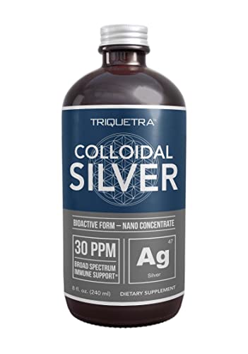 Bioactive Colloidal Silver - 8 oz, Glass Bottle, Vegan, Safe Doses with Highest Effectiveness - Nano Ions, 30 PPM - Immune Support (48 Servings)