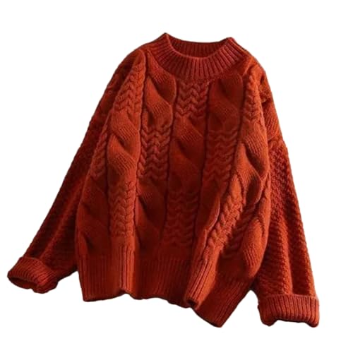 Women Autumn Winter Twist Plus Fleece Pullover Sweater Women O-Neck Long Sleeve Warm Tops red XXXL