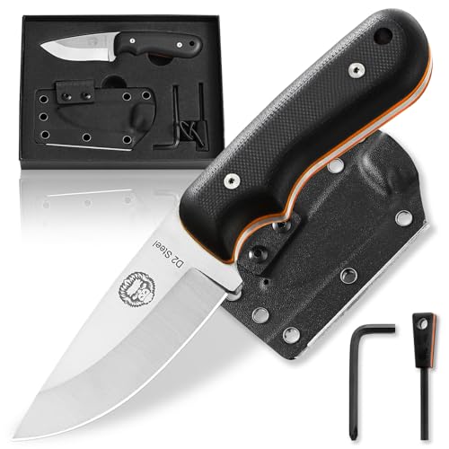 Gorilla Survival Redline | Bushcraft Neck Knife Gift Set with Fixed Blade, Kydex Sheath, & Ferro Rod - Full Tang EDC D2 Blade - Nonslip Handle - Great For Camping and Trekking