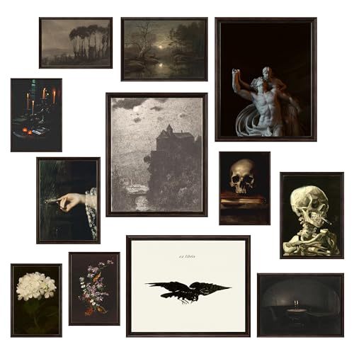 97 Decor Dark Academia Room Decor - Gothic Home Decor, Moody Halloween Decor, Dark Academia Aesthetic Pictures, Creepy Posters Goth Art Prints, Edgy Witchy Gallery Wall Art for Bedroom (Unframed)