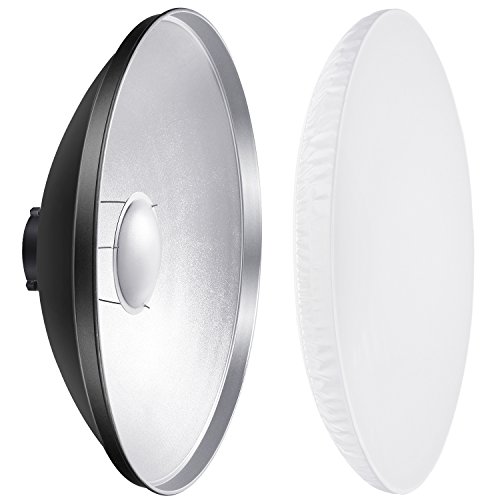 NEEWER 16'/41cm Aluminum Standard Reflector Beauty Dish with White Diffuser Sock for Bowens Mount Studio Strobe Flash Light, NEEWER Vision 4 ML300 S101-300W S101-400W etc